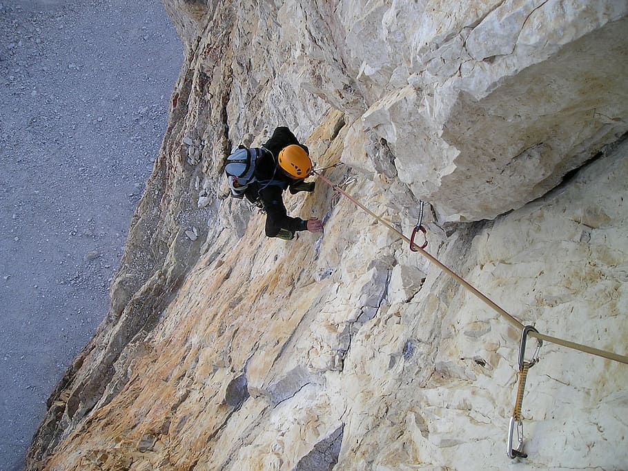 man climbing on brown mountain at daytime, North Wall, increased to