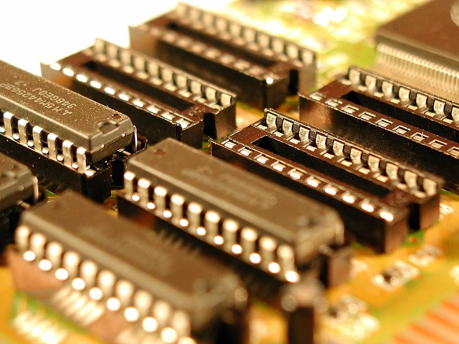 black and green circuit board, chips, electronics, computer HD wallpaper