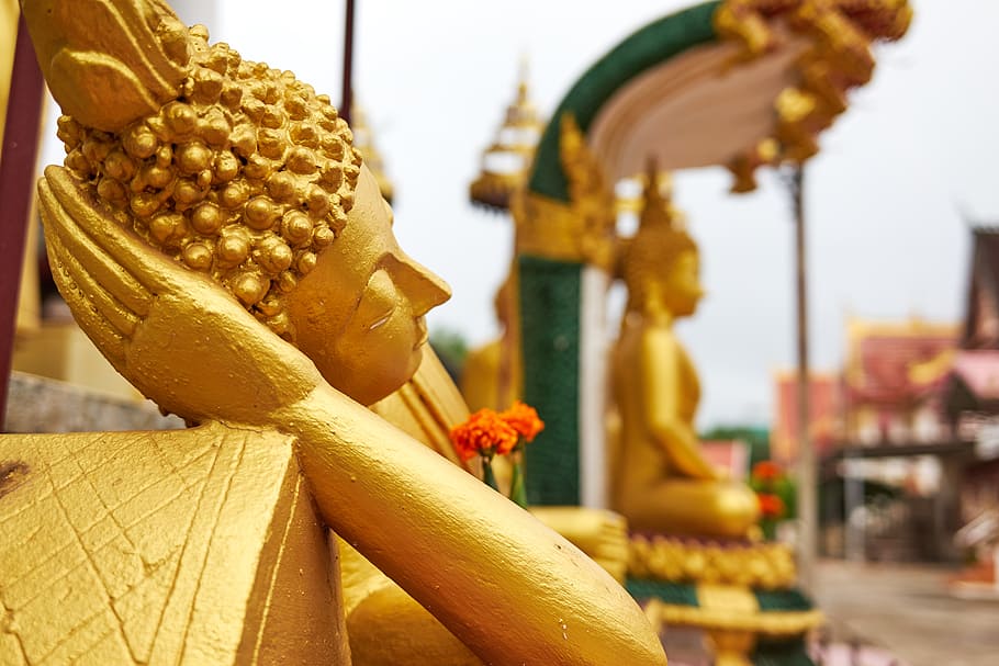 buddha, sleeping, lie, rest, temple, religion, laos, vientiane HD wallpaper