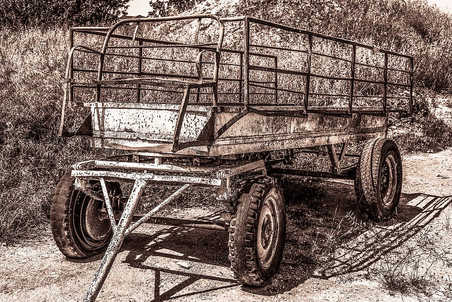 Trailer, Old, Aged, Abandoned, rusty, grunge, wreck, avgorou HD wallpaper