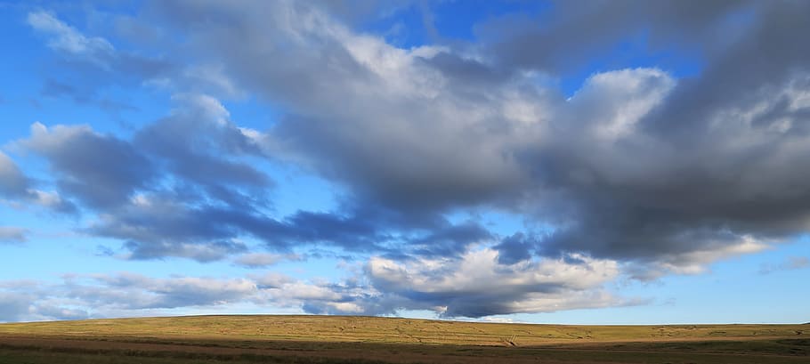 Clouds, Field, Iceland, sky, blue, storm, cloud - sky, nature HD wallpaper