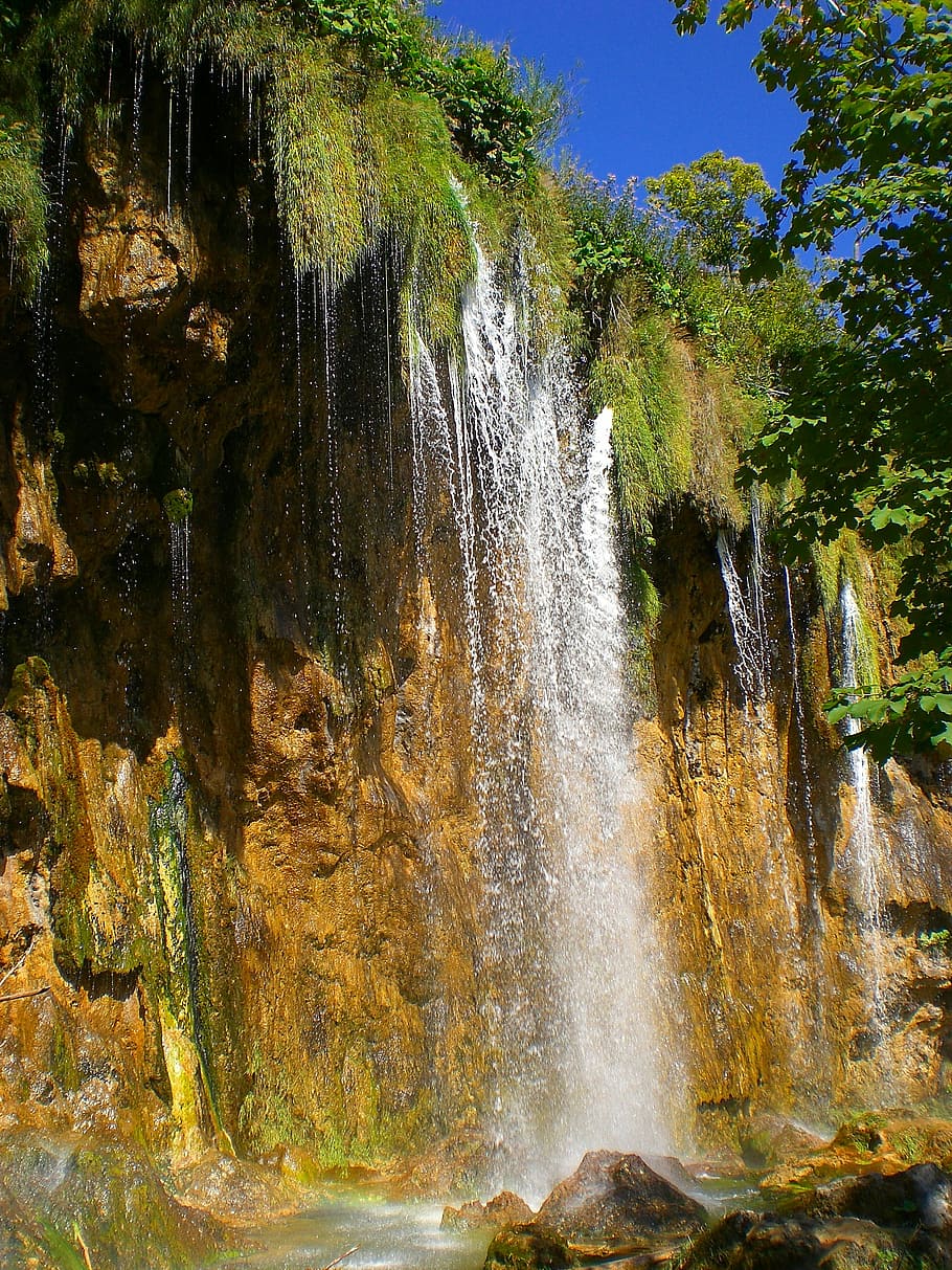 waterfall, nature, flow, beauty in nature, motion, scenics - nature HD wallpaper