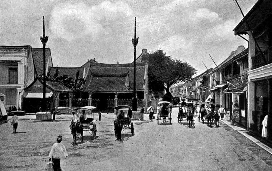 Chinese Temple in Surabaya, Indonesia, 1911, city, photo, public domain, HD wallpaper