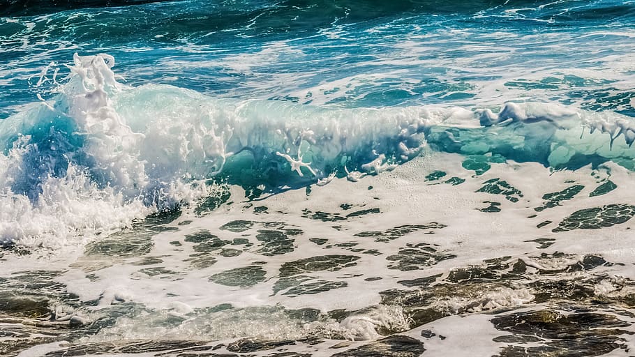 wave, smashing, foam, spray, sea, nature, wind, power, splash HD wallpaper