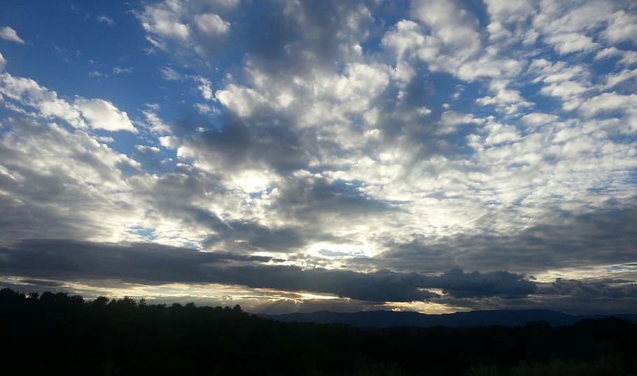 sky, clouds, cloudscape, air, blue, fluffy, horizon, heaven HD wallpaper