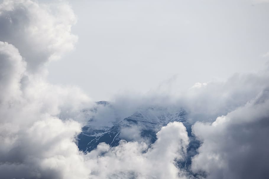 photo of white clouds at daytime, mountain, sky, peak, summit HD wallpaper