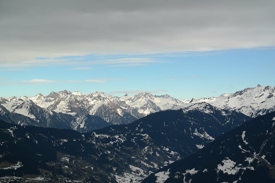 mountains, alpine, winter, wintry, montafon, golm, view, vision HD wallpaper