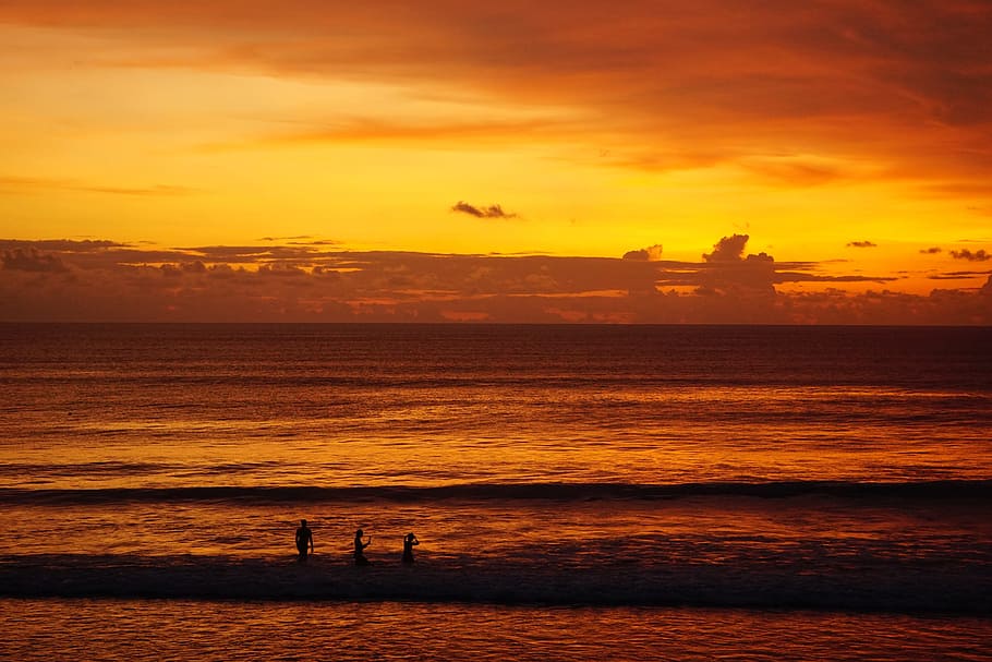 sunset, dusk, water, dawn, evening, sky, orange color, silhouette HD wallpaper