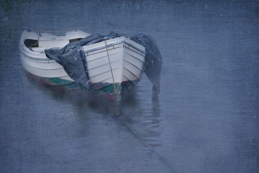 gray rowboat on body of water, teignmouth, devon, beach, sea HD wallpaper