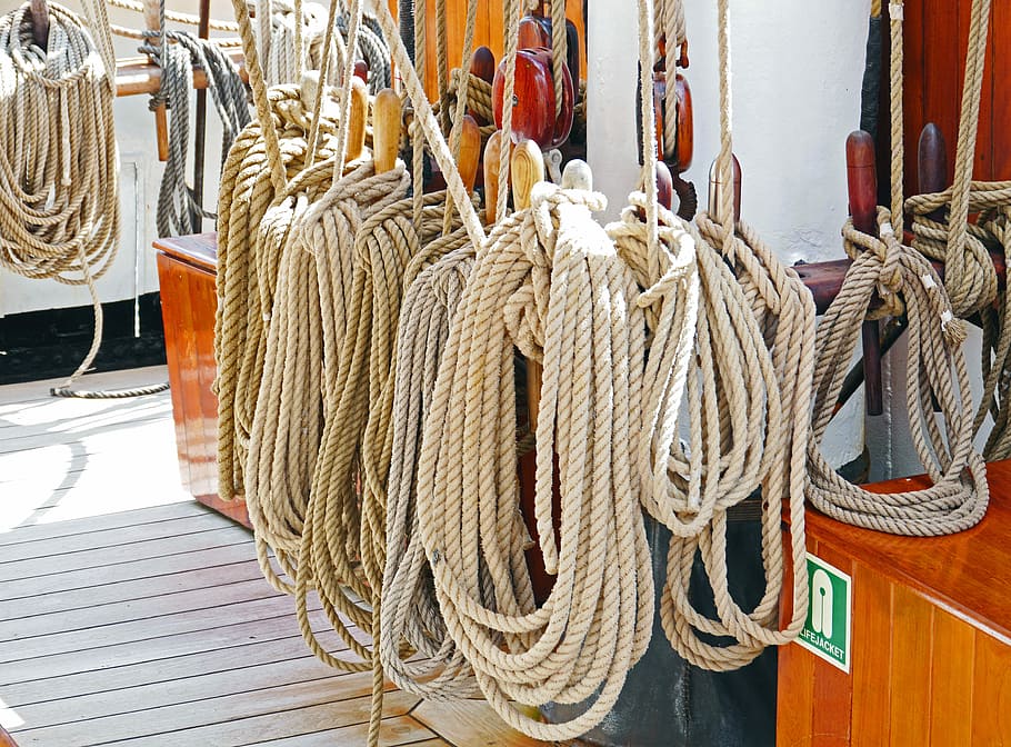 cordage, tall ship, canvas, reserve, knot, deck, rigging, sail, HD wallpaper