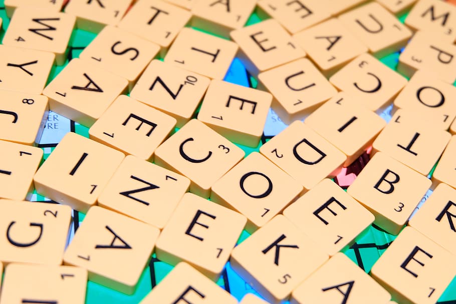 scrabble chip illustration, Letters, Words, multi colored, learning HD wallpaper