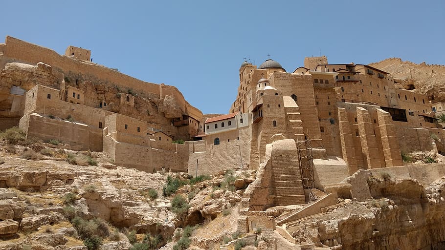 desert monastery, mar saba, architecture, the past, history, HD wallpaper