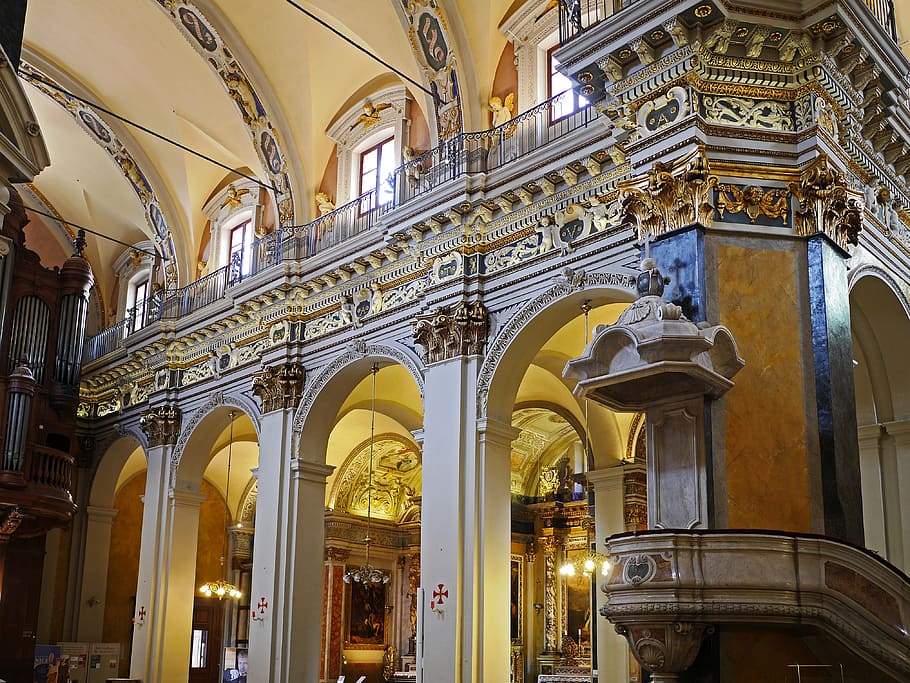 Cathedral, Nice, Nave, Aisle, Pillar, parapet, railing, gorgeous HD wallpaper