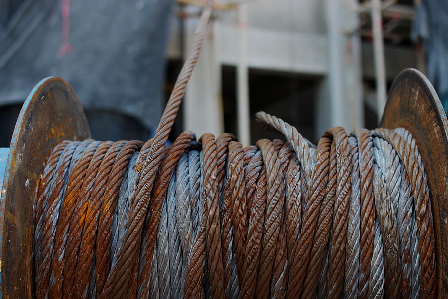 Winch, Cable, Rope, Steel, Metal, industry, industrial, line