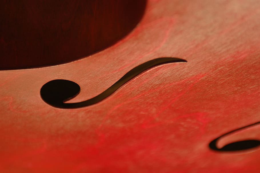 closeup photo of music notes against red background, instruments HD wallpaper