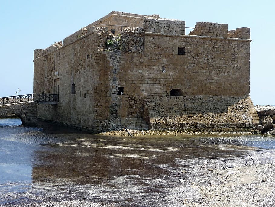 Fortress on the seaside in Paphos, Cyprus, buildings, photos, HD wallpaper