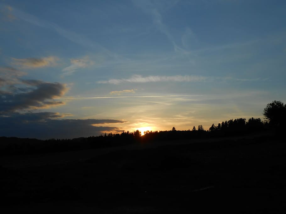 heaven, sunset, trees, clouds, sky, west, weather, emotive HD wallpaper