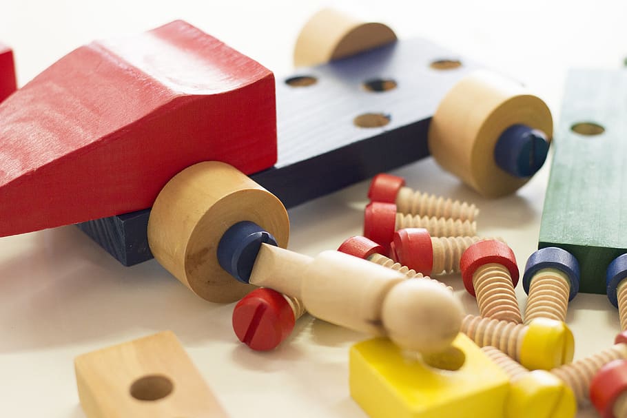 dismantled wooden toy block, toys, baby, multi colored, close-up, HD wallpaper
