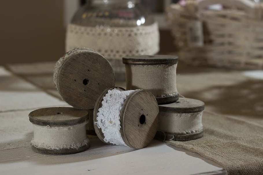 white laces on white wooden table, tinker, yarn, bobbin, thread HD wallpaper