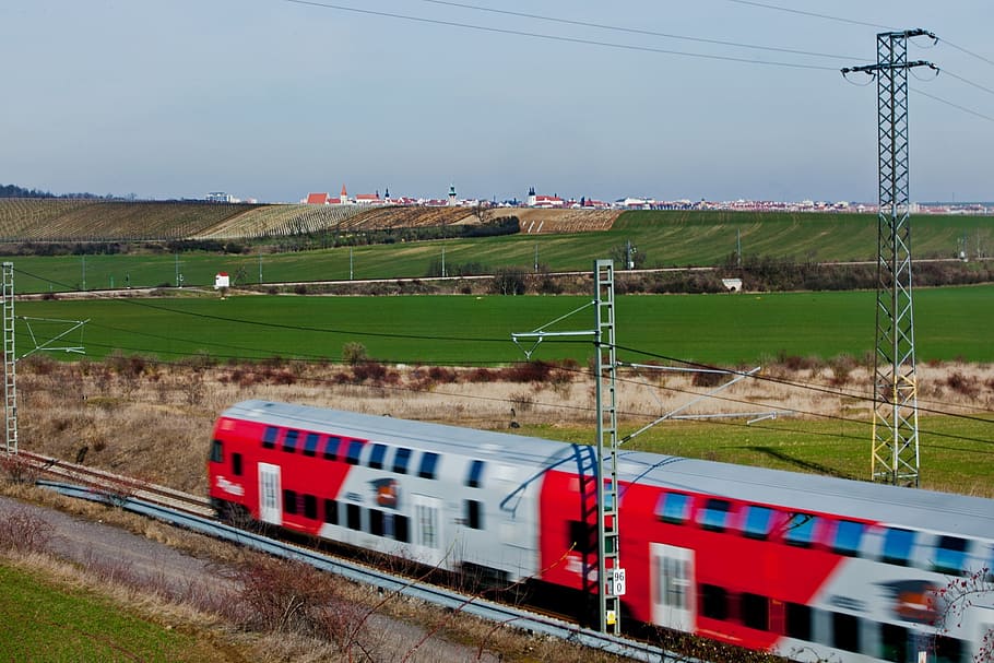 train, railway, znojmo, rail transportation, sky, train - vehicle HD wallpaper
