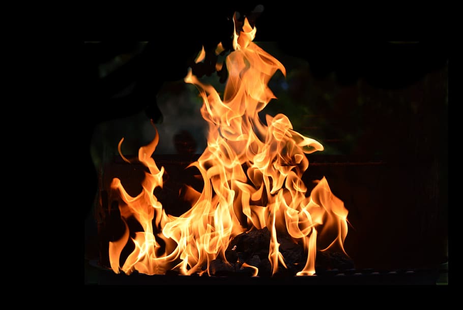 bonfire in closeup photography, flame, fiery, blaze, red, light HD wallpaper