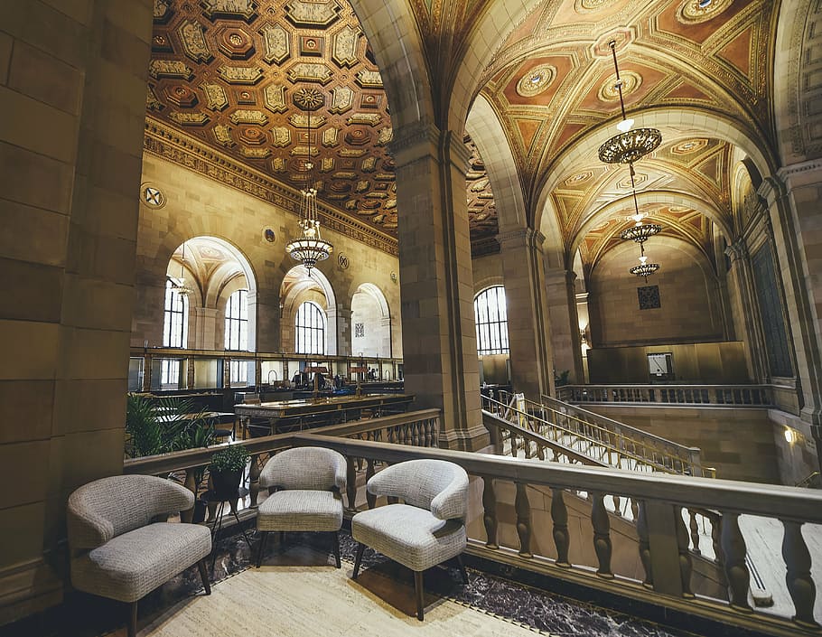 empty building near chair, architecture, infrastructure, establishment HD wallpaper