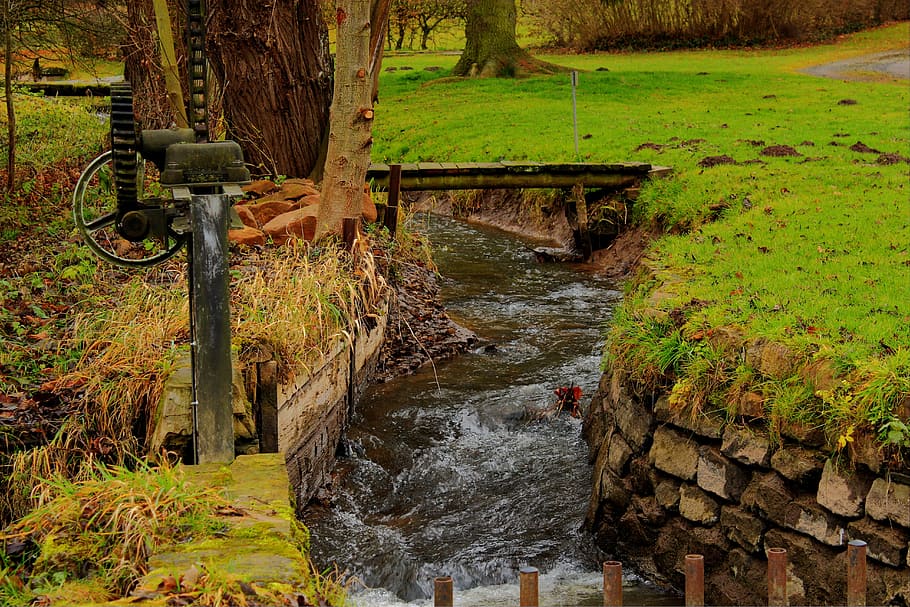 dig, inlet, mill, water, nature, plant, no people, tree, day HD wallpaper