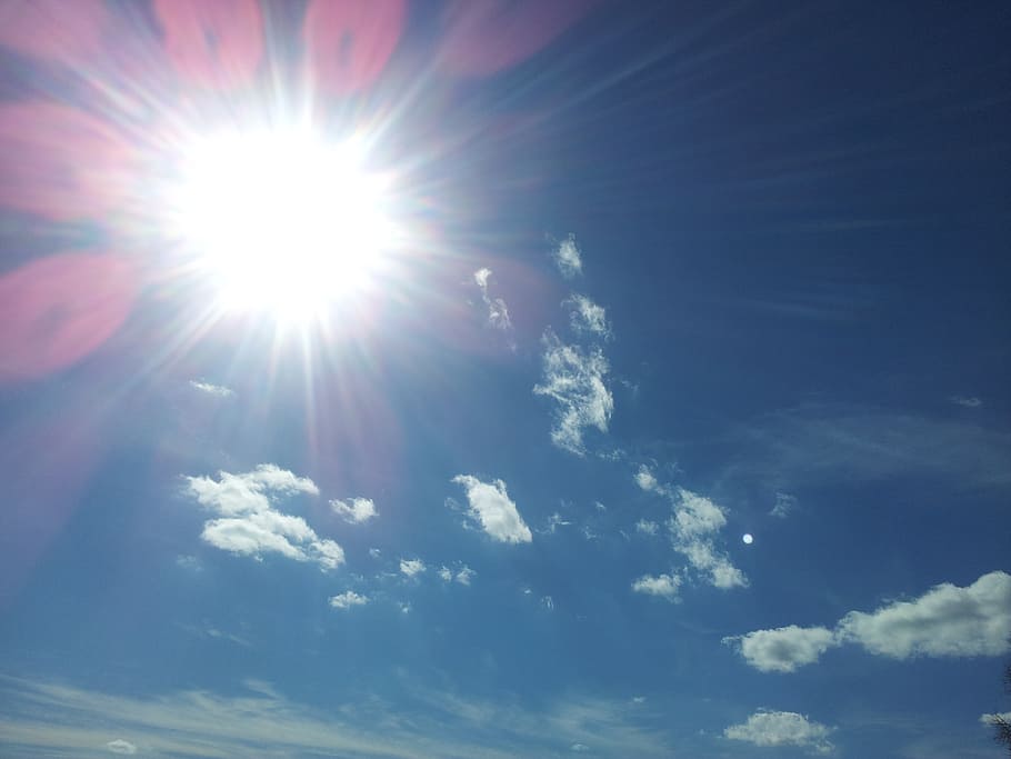 sun, light, sky, sunbeam, summer, heat, sunlight, low angle view HD wallpaper