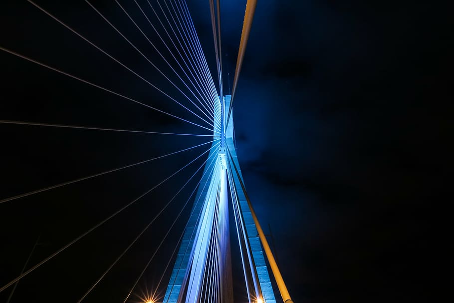 photo of blue concrete building at nighttime, outdoor, high HD wallpaper