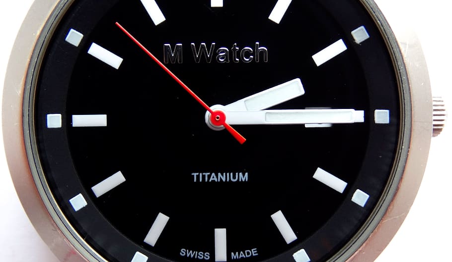 clock, time, round, red, white, black, ad, pointer, seconds HD wallpaper