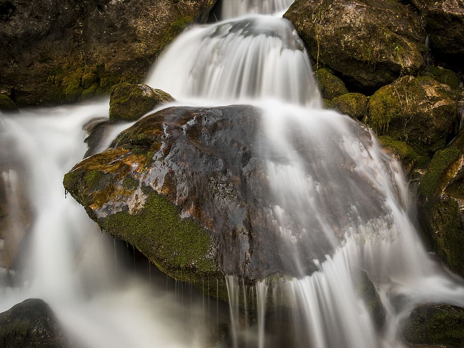 water, bach, river, waterfall, nature, flow, landscape, waters HD wallpaper