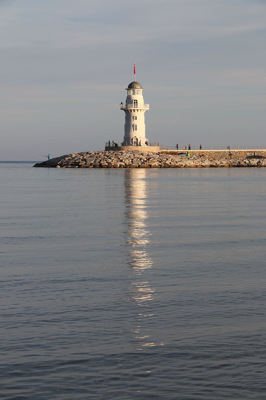Lantern, Lighthouse, Landscape, blue, sunset, sky, clouds, port HD wallpaper