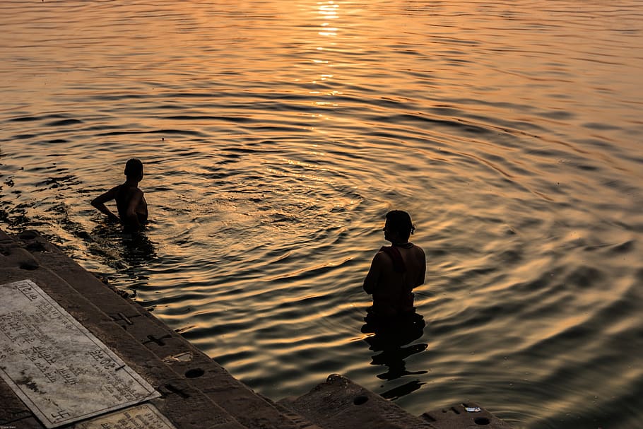 india, varanasi, ganges, ablution, river, sunrise, waters, reflection, HD wallpaper
