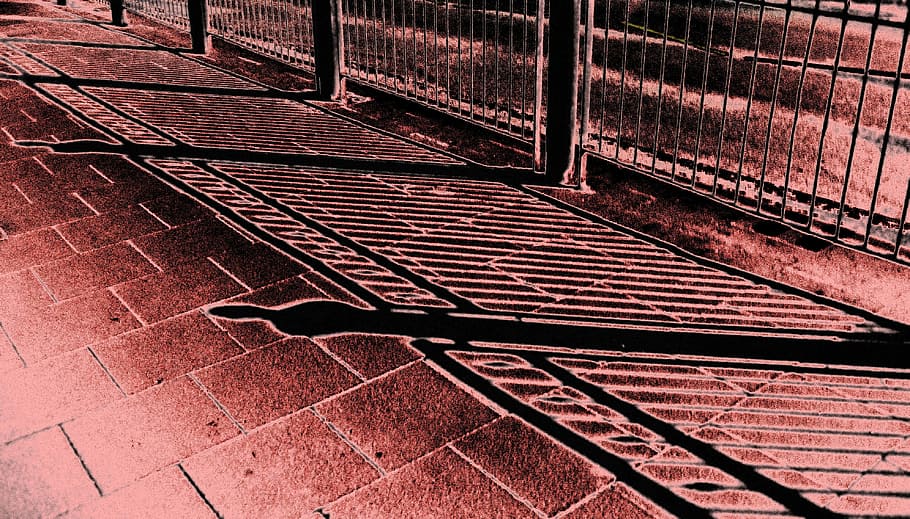 Railings, Light, Night, Shadow, effect, background, red, architecture HD wallpaper