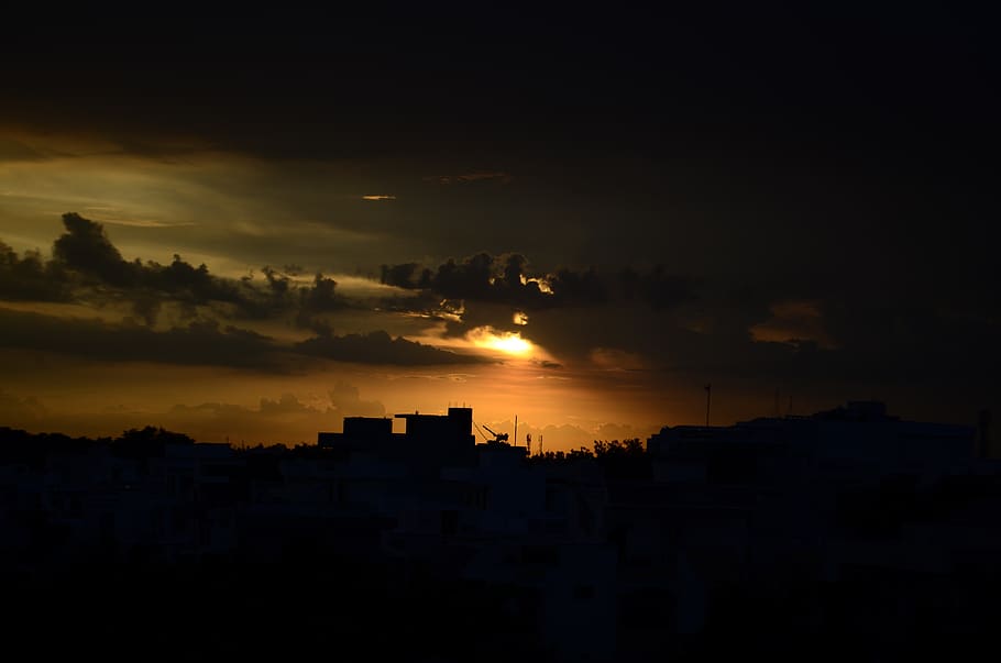sunset, dawn, dusk, evening, sky, cloud - sky, building exterior HD wallpaper