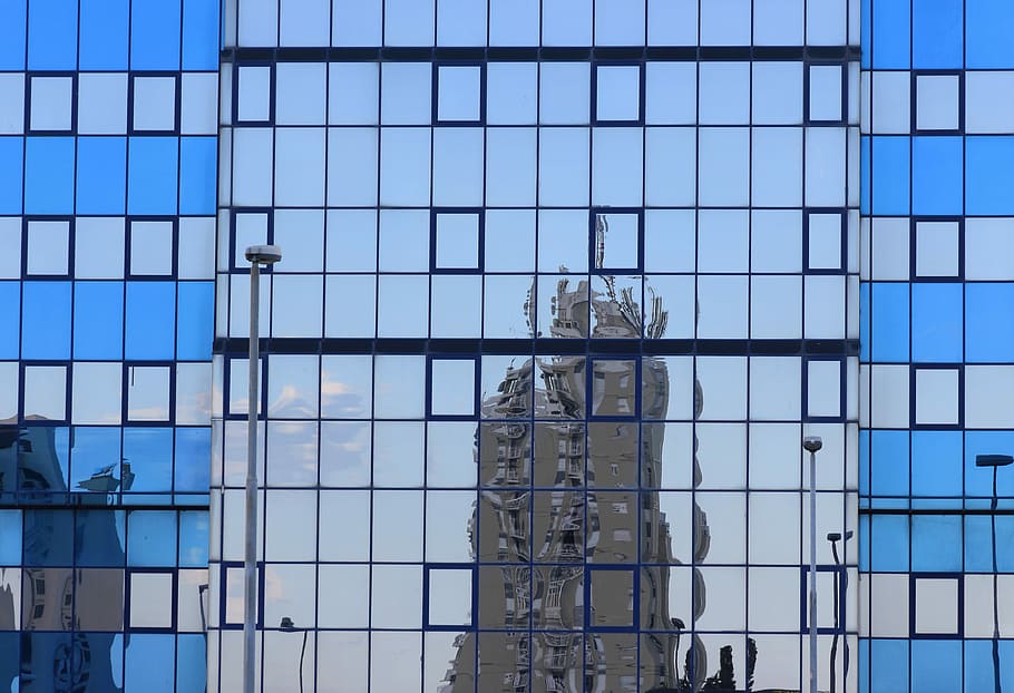 Croatia, Pula, Building, Facade, Glass, reflection, blue, architecture HD wallpaper