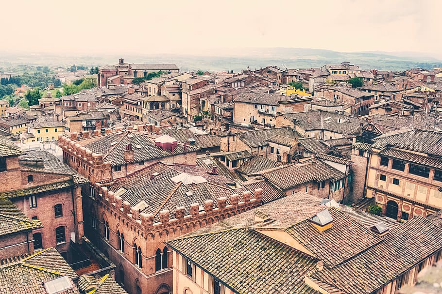villages during day time, tuscany, italy, roof, europe, architecture HD wallpaper