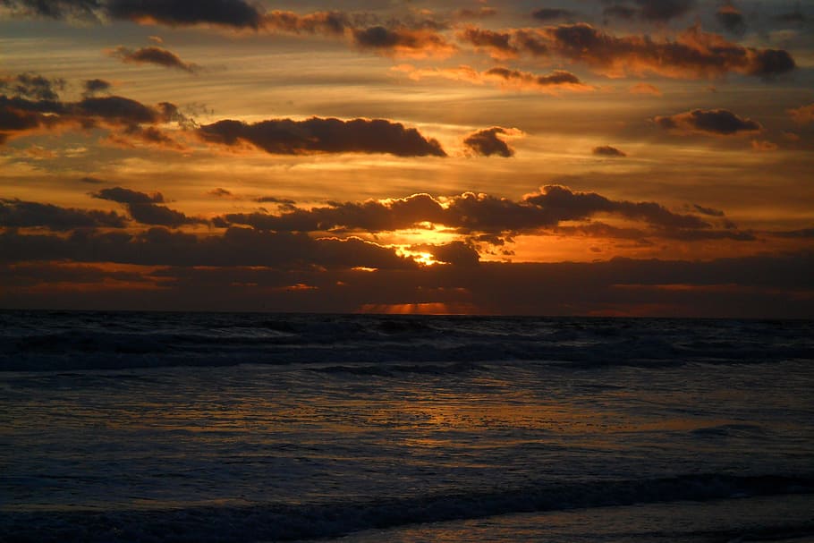 Sunset, Ocean, Nature, Silhouette, vacation, sky, travel, beach sunset HD wallpaper