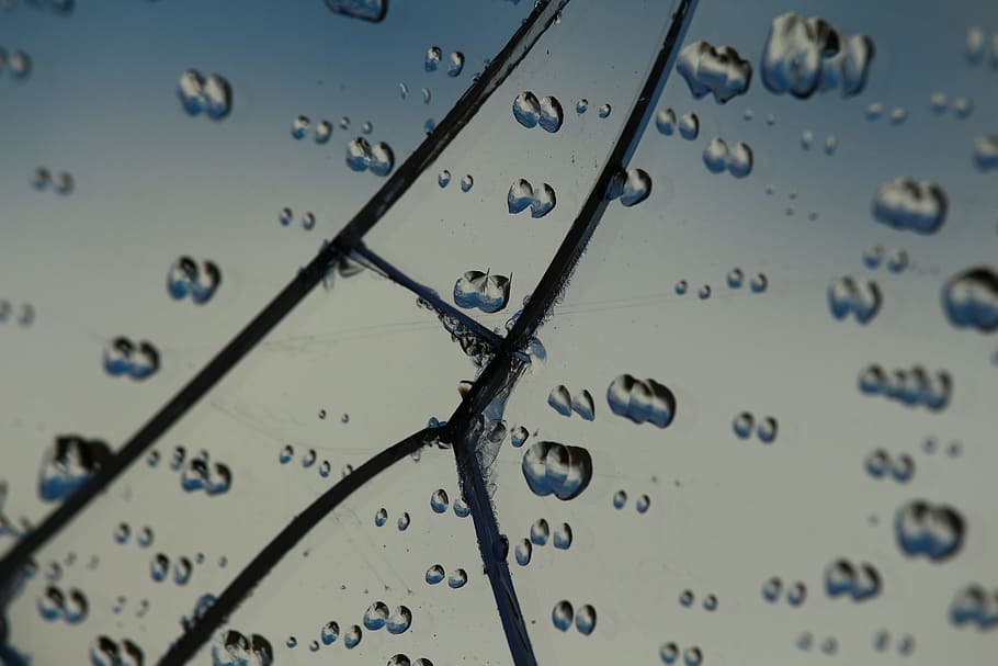Glass, Drip, Raindrop, Mirroring, crack, fracture, wet, drop of water HD wallpaper