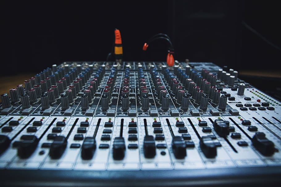 gray and black audio mixer, shallow, focus, photography, sound, HD wallpaper