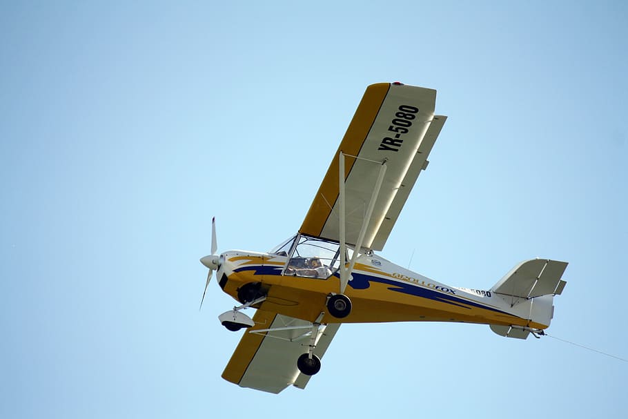 plane, pilot, clear sky, air vehicle, blue, transportation HD wallpaper