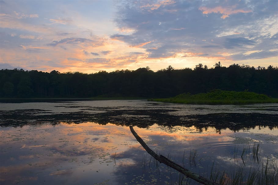 Lake, Sunset, Water, Reflection, Evening, nature, landscape HD wallpaper
