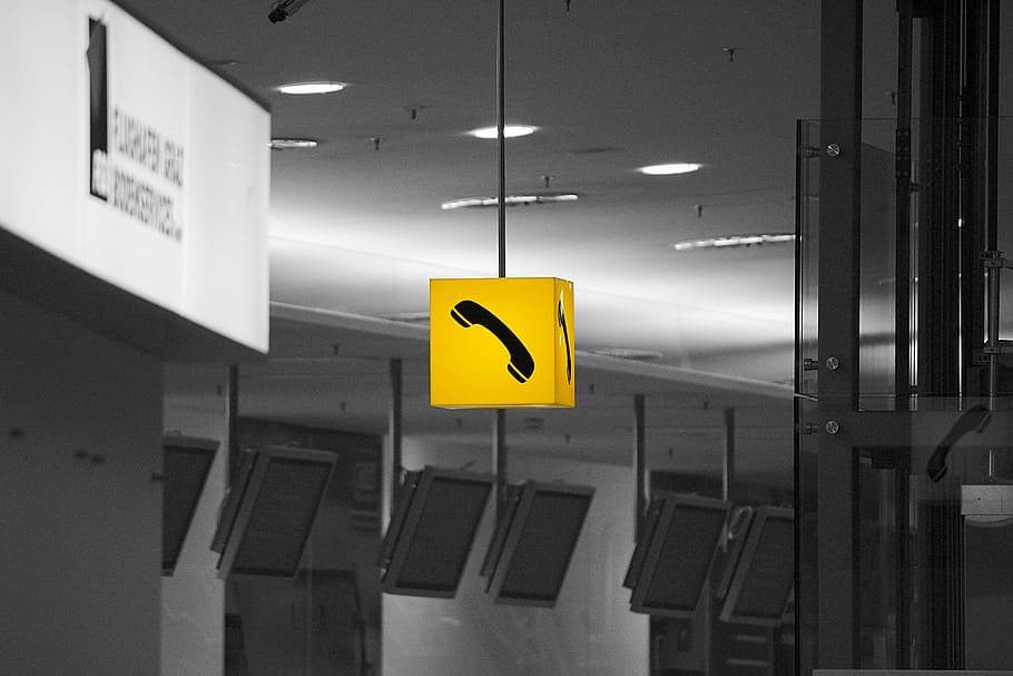 yellow and black telephone signage, communication, report, note, HD wallpaper