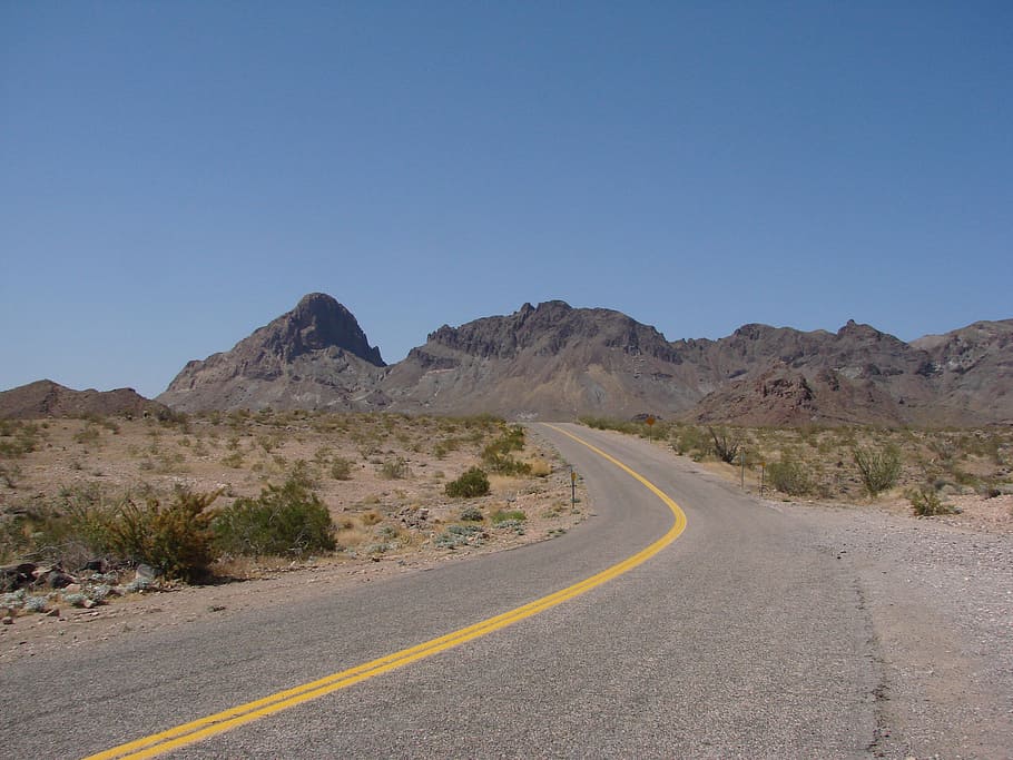 paved road at deserted land, street, mountains, route 66, united states, HD wallpaper