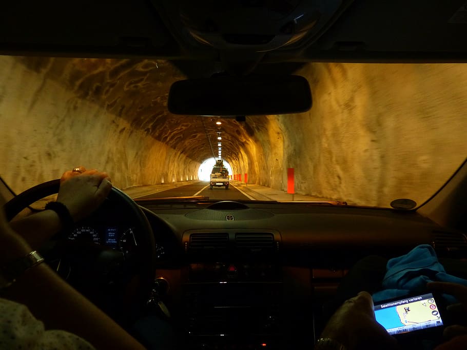 tunnel, exit, drive, dark, eng, gloomy, output, light, car HD wallpaper