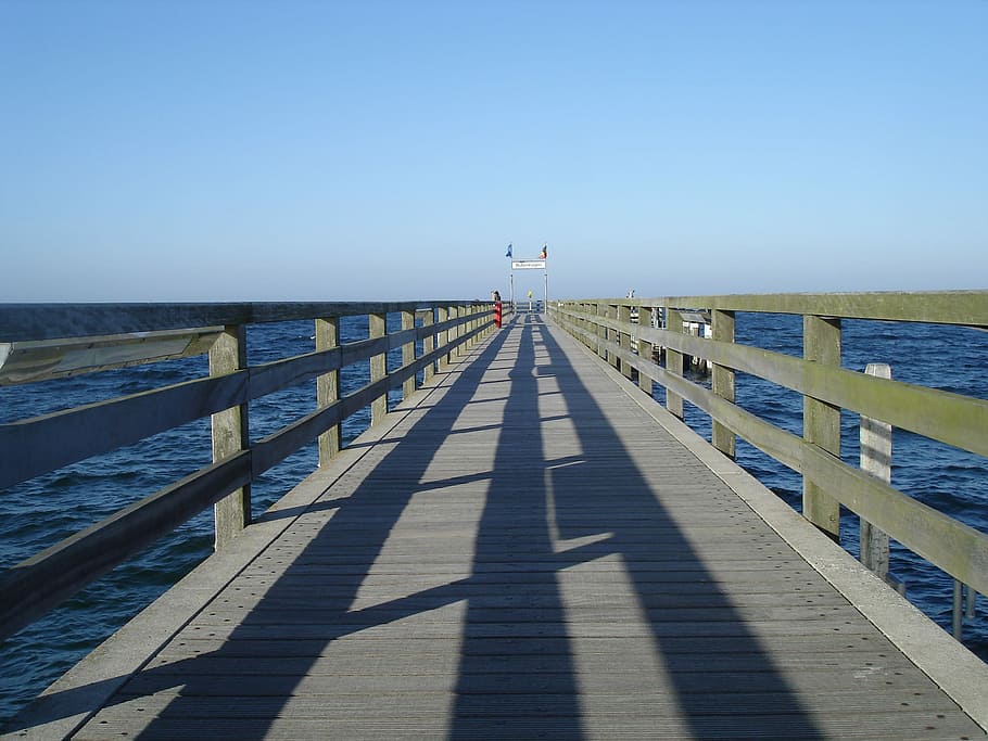 Web, Boardwalk, Pier, By The Sea, shadow, horizon over water HD wallpaper