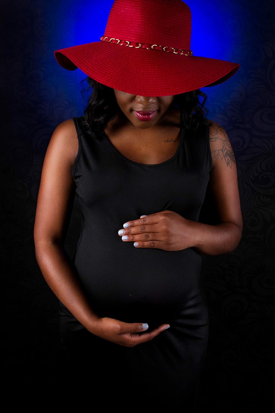 Big, Red, Red, Hat, pregnant, human Abdomen, women, mother HD wallpaper