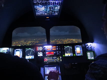 Night Flight, Cockpit, flight instruments, vehicle interior HD wallpaper