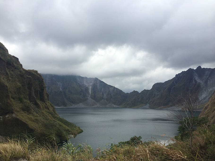 philippines, crater, scenery, mountain, luzon, lake, green HD wallpaper