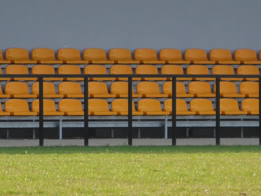 armchair, stadion, chairs, the pitch, seat, grass, in a row, HD wallpaper